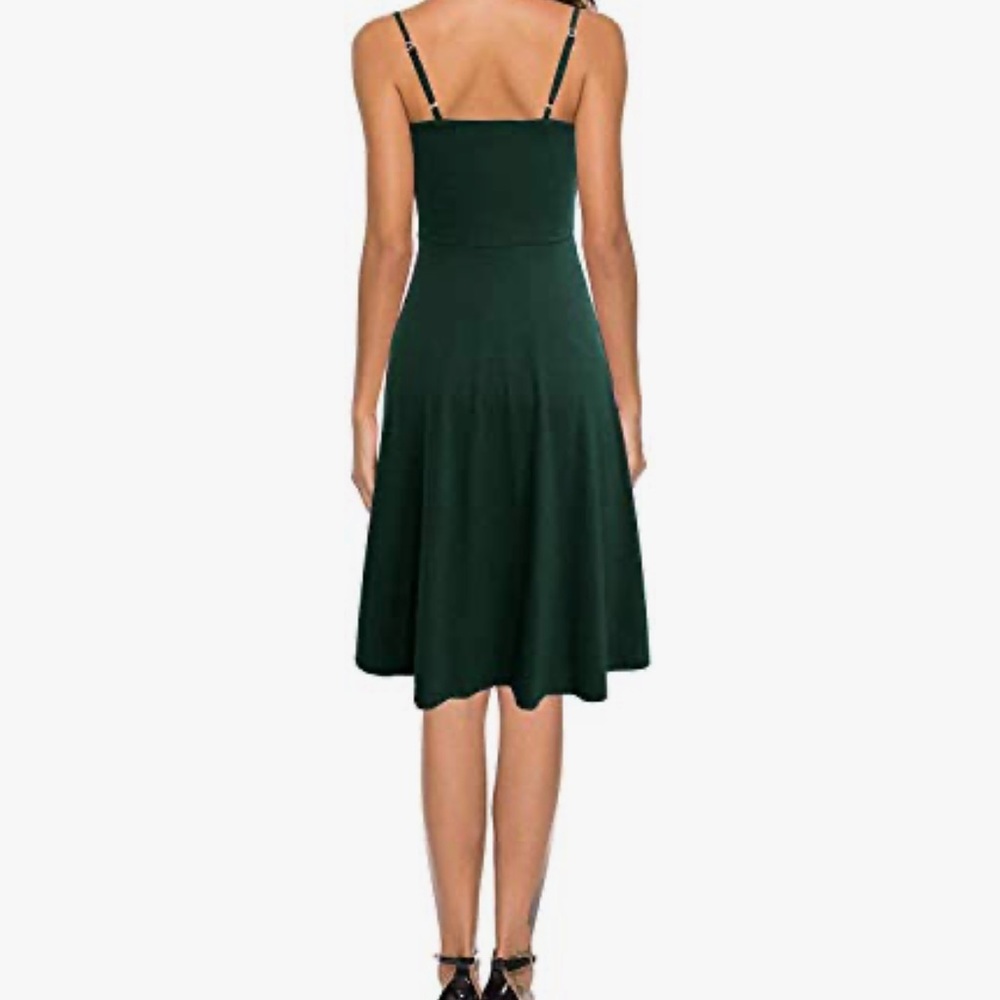 NWT Women’s Liyinxi Dark Green Button-Down Dress Size S - Picture 2 of 9